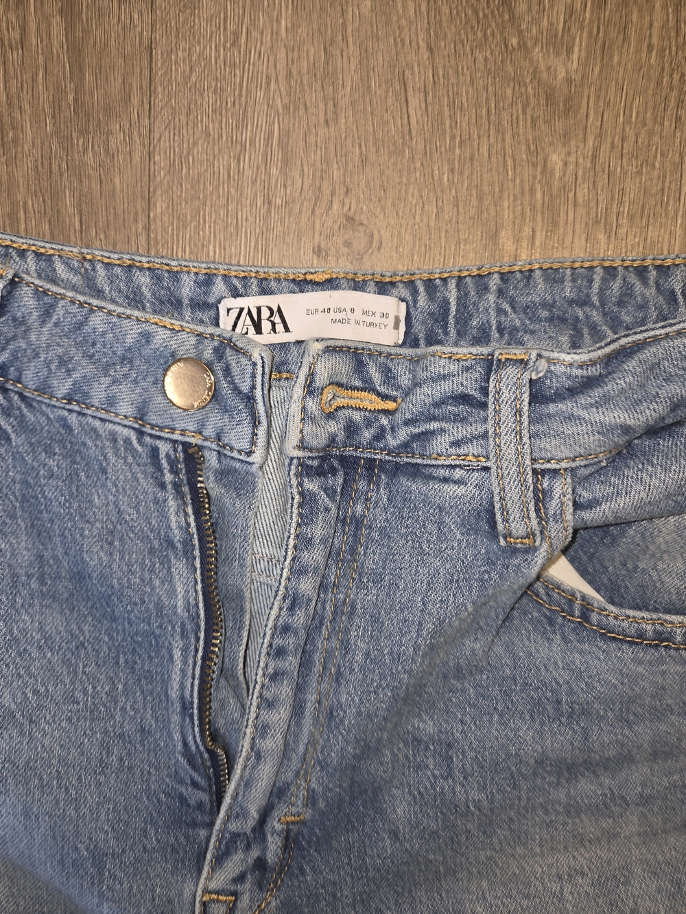 Zara High-Waisted Split Hem Straight Leg Jeans